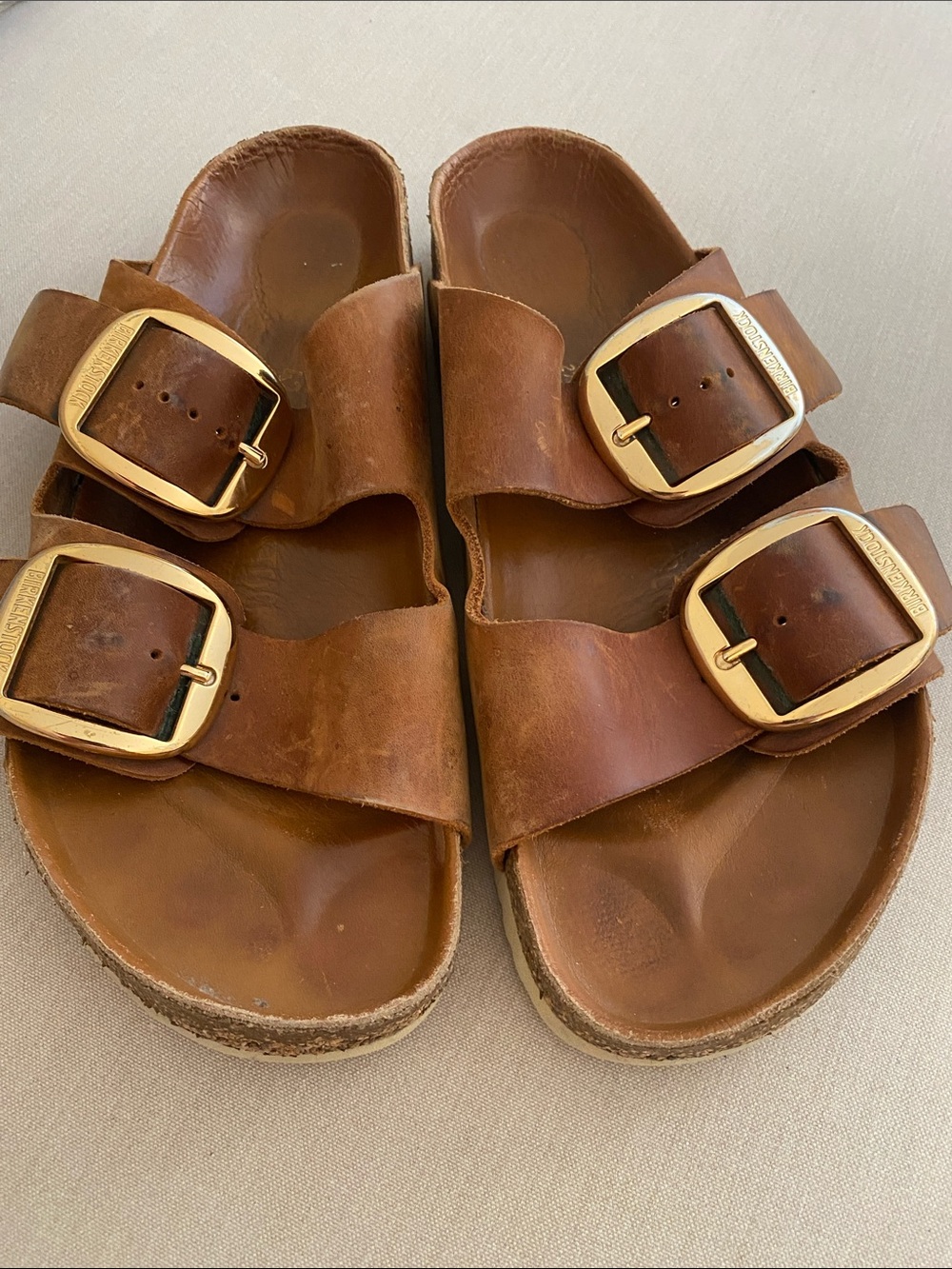 Birkenstock Arizona Gold Big Buckle slide sandal Cognac sz 42 L11 /M9 - Picture 14 of 14